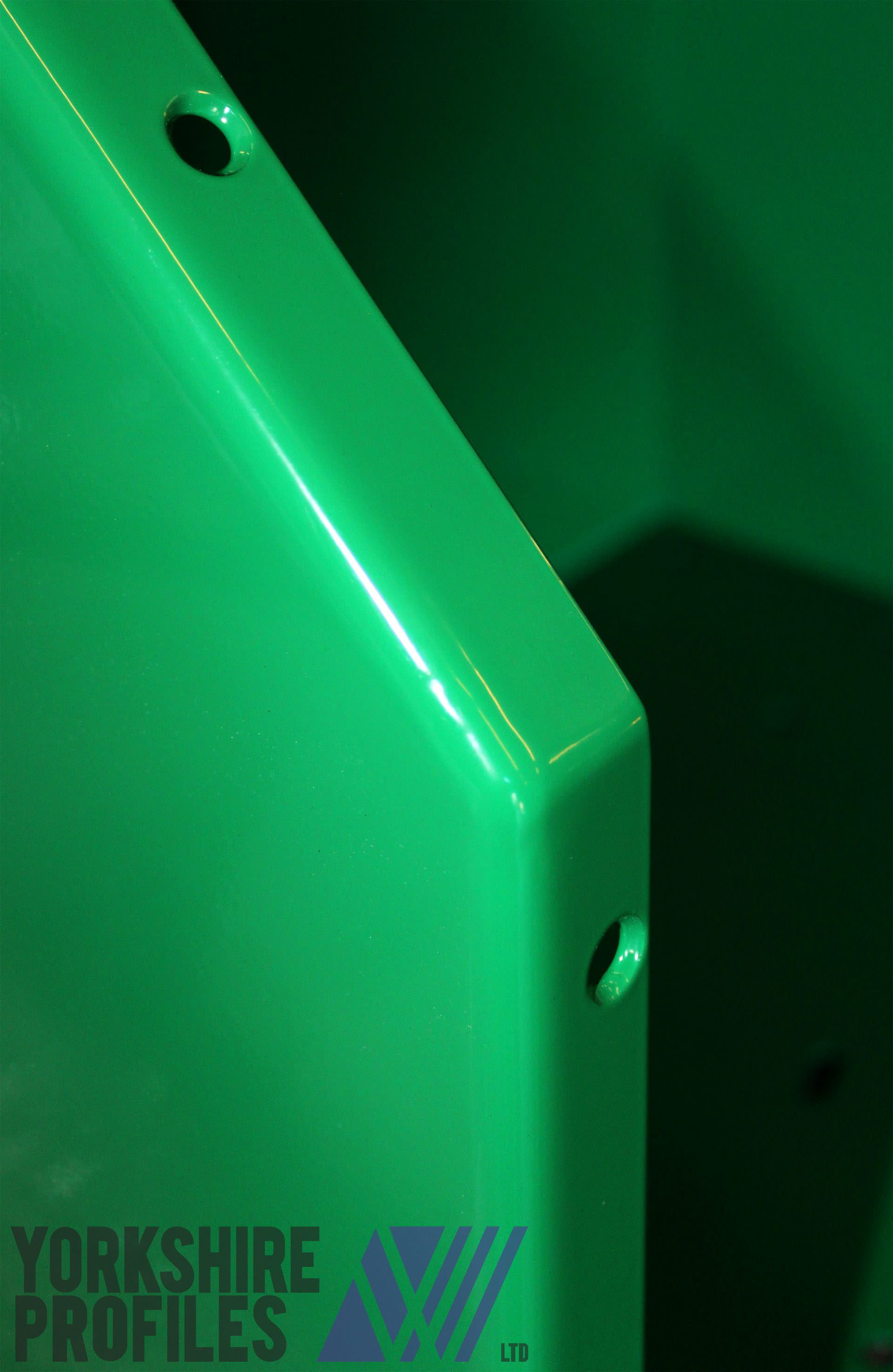 A green powder coated box.