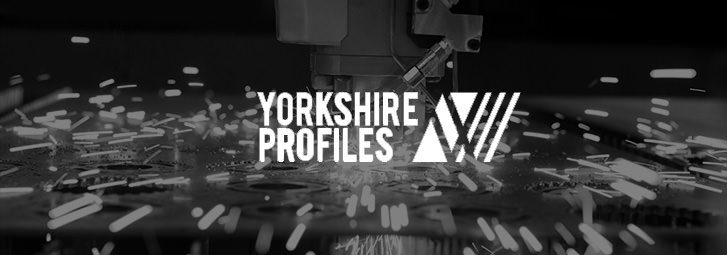 A banner for Yorkshire Profiles Ltd with a laser cutting background