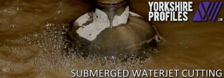 Waterjet cutting submerged to reduce noise and mess