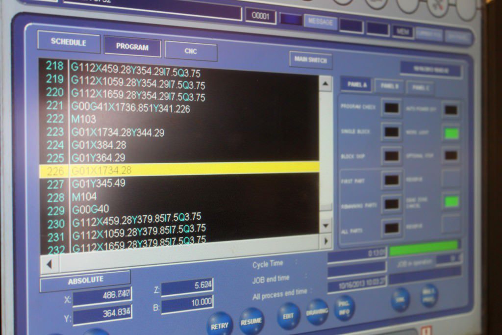 A CNC controlled on laser cutting equipment
